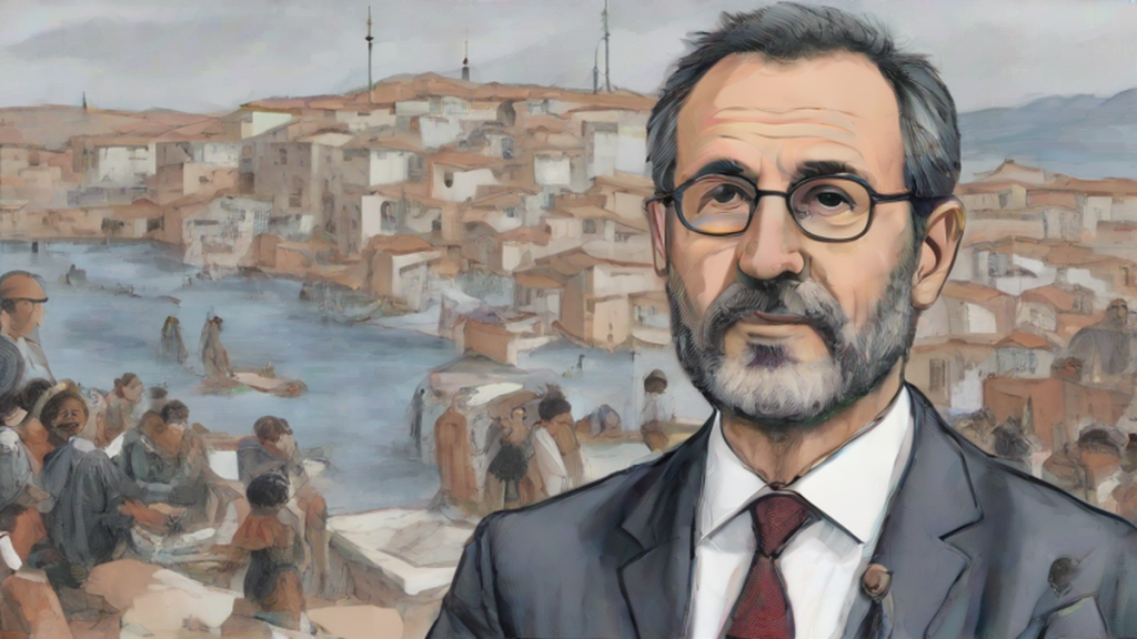 Ilustración editorial sobre sociedad: Hereu llama a la responsabilidad para menores migrantes en Ceuta