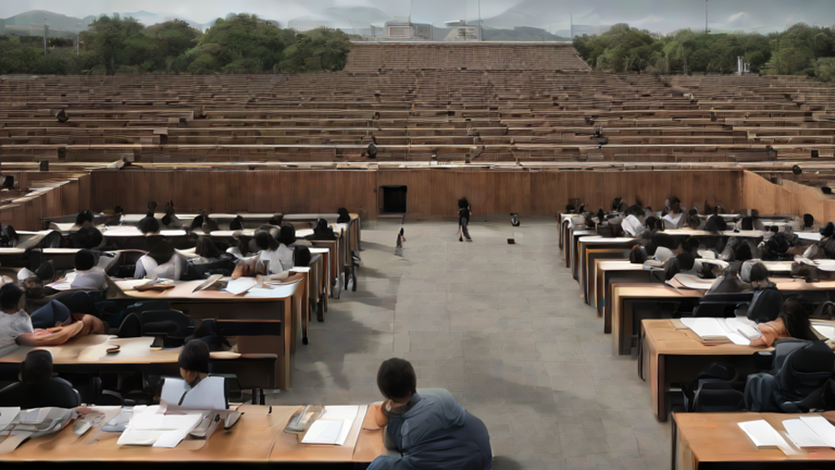 Ilustración editorial sobre educación: UNAM habilita sistema para obtener fecha, horario y sede para examen de control